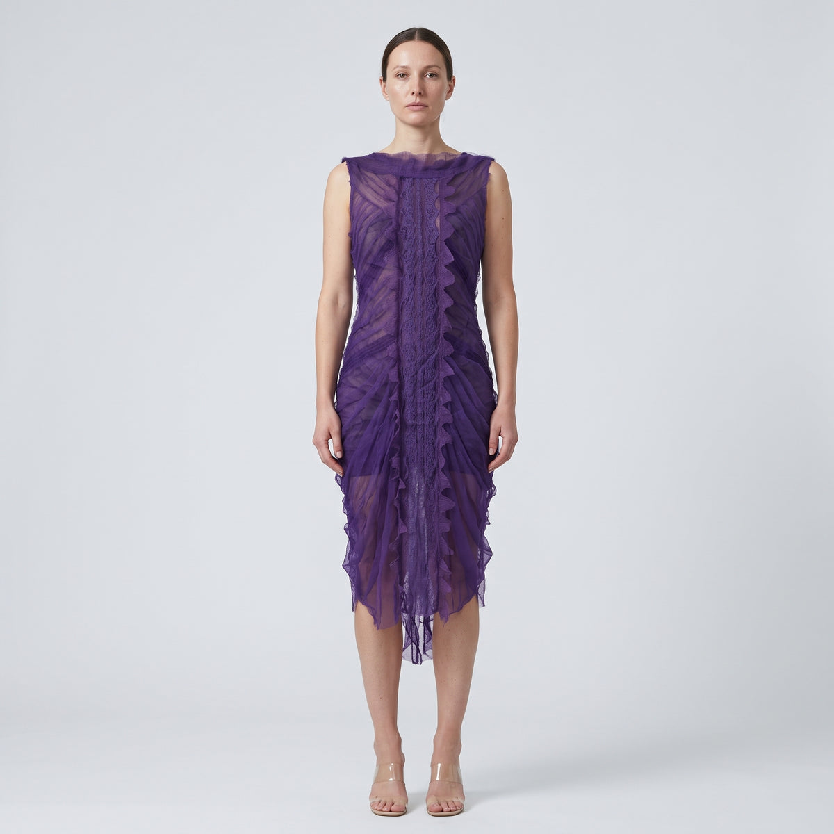 Ethereal Ruffled Purple Tulle Dress