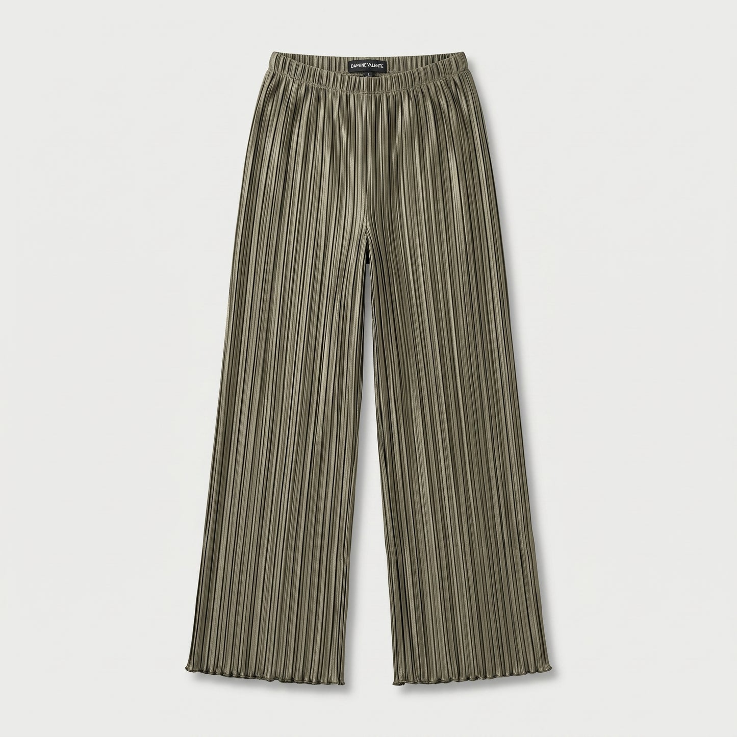 Pleated Wide Leg Olive Trousers