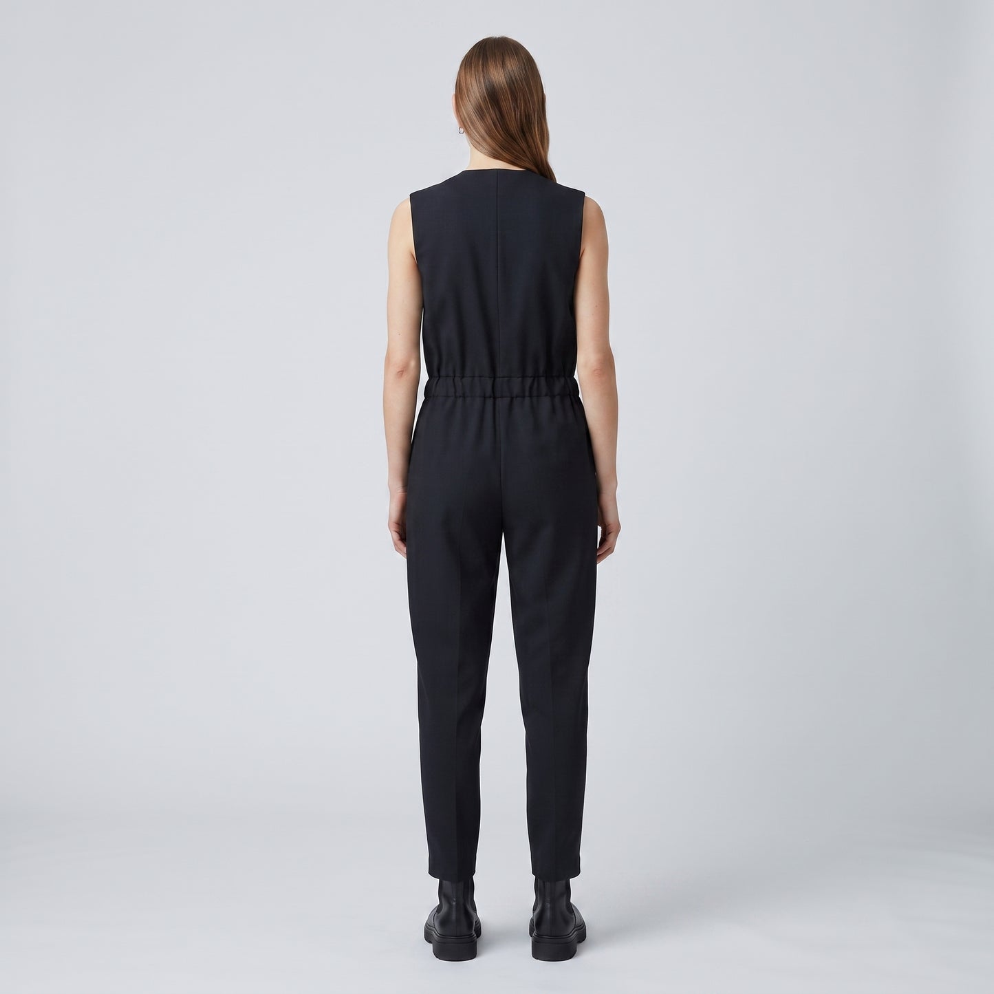 Sleeveless Tailored Black Jumpsuit