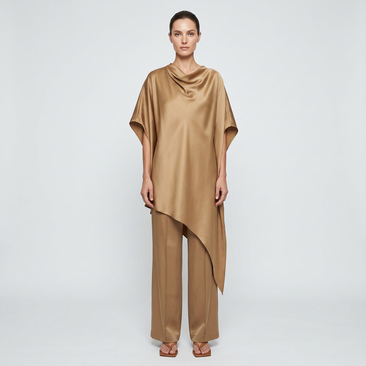 Draped Satin Asymmetric Top