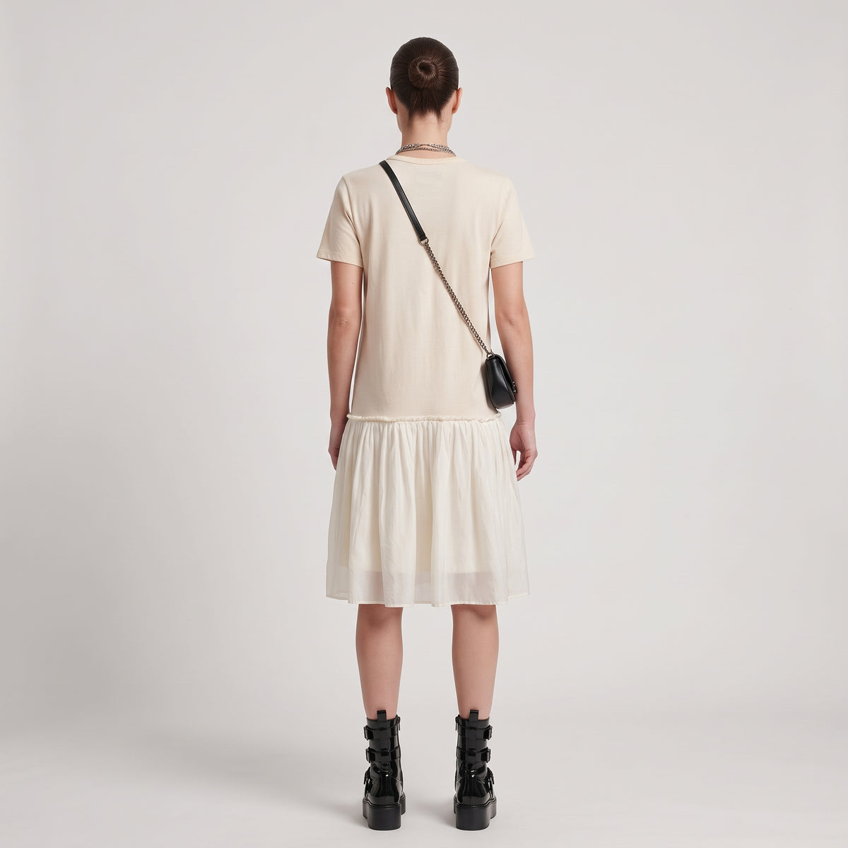 Cream Cotton Drop Waist Dress