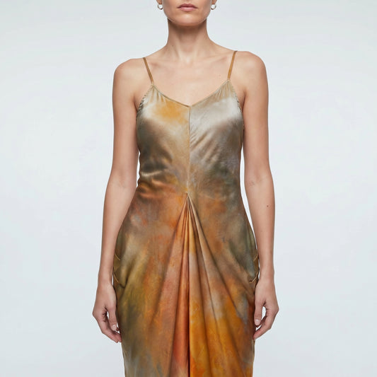 Abstract Print Satin Slip Dress