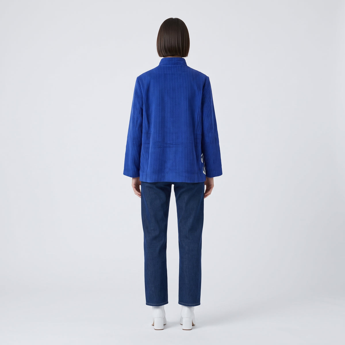Embroidered Cobalt Corduroy Jacket