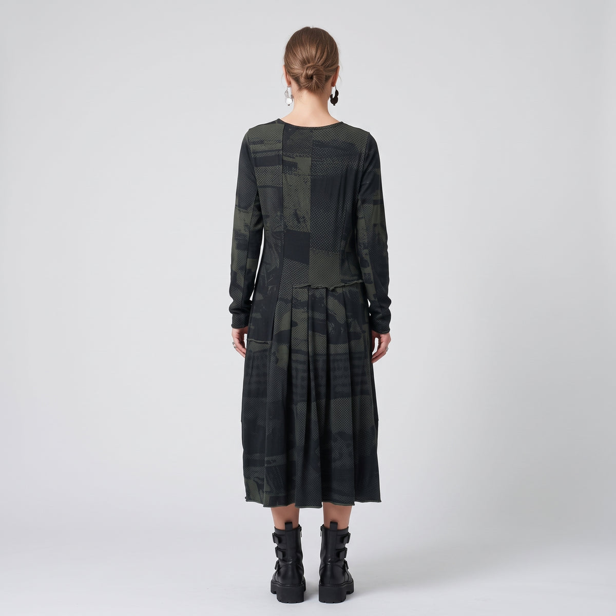Abstract Print Long Sleeve Dress