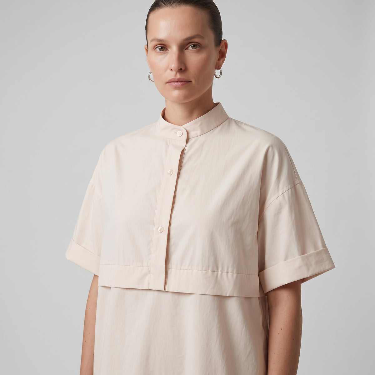 Minimalist Layered Cotton Shirt Dress