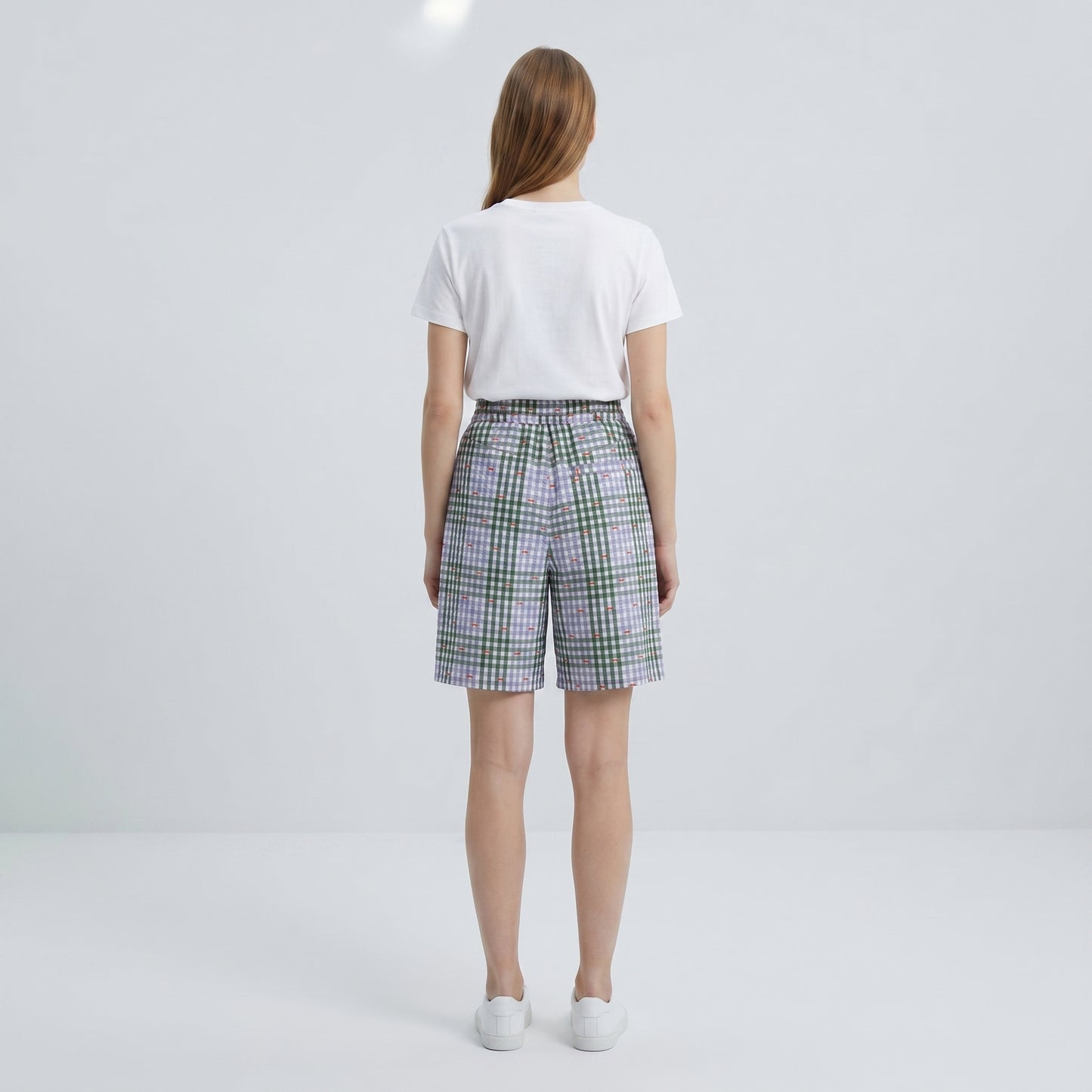 Gingham Drawstring Bermuda Shorts