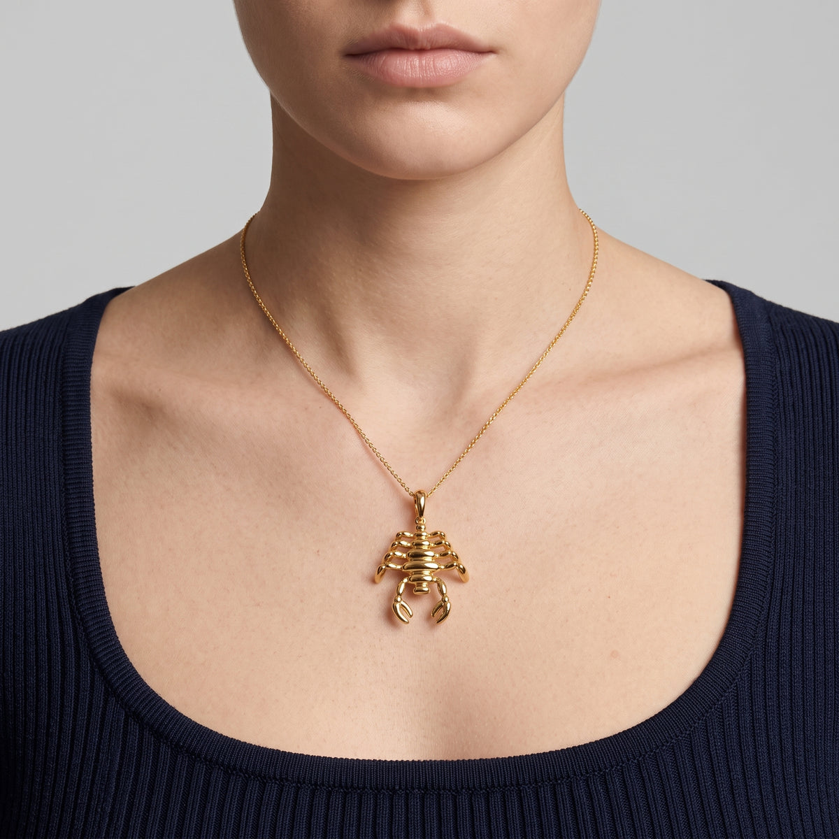 Gold Sculptural Scorpion Pendant Necklace
