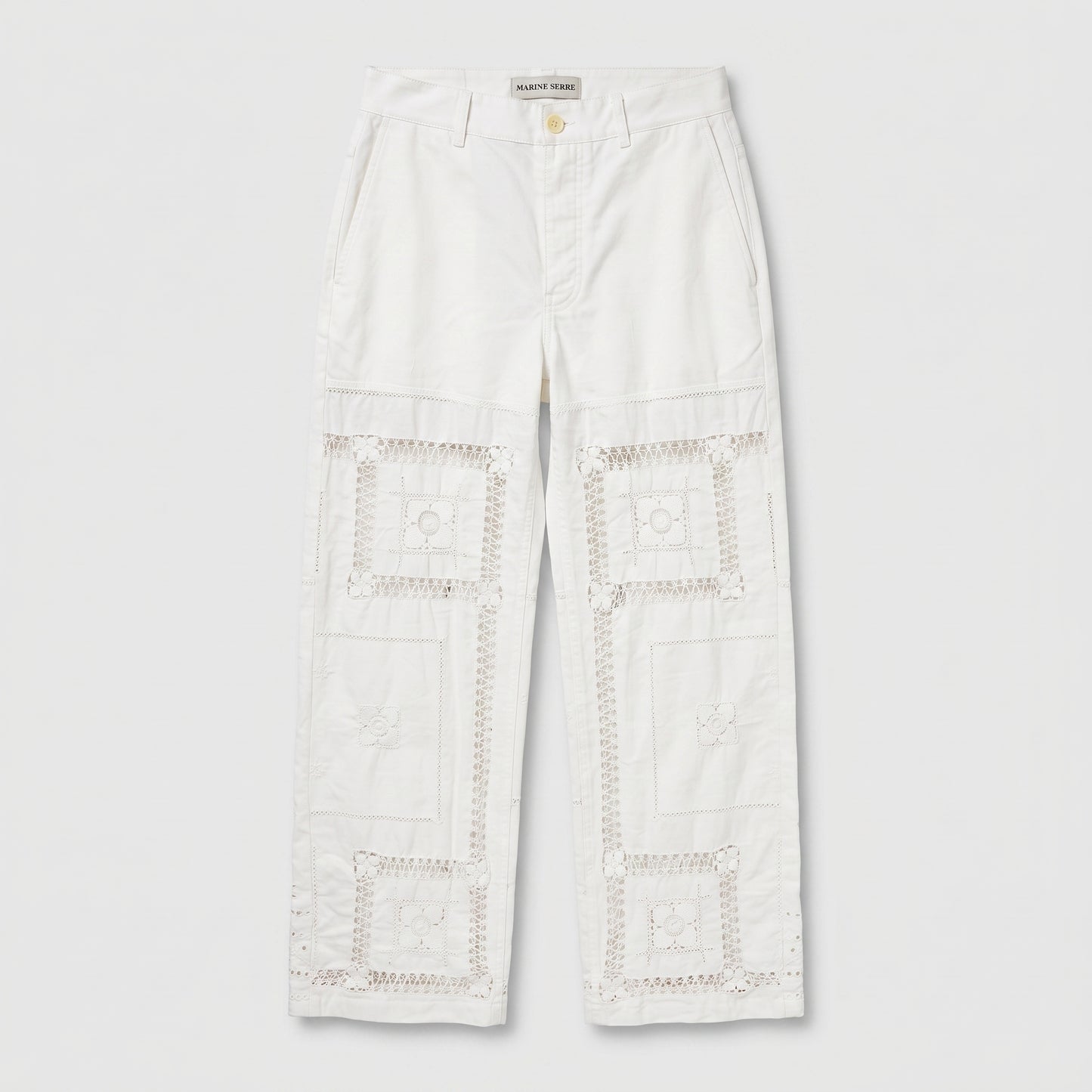 Embroidered Cotton Wide-Leg Trousers