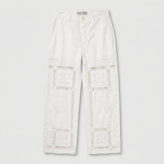 Embroidered Cotton Wide-Leg Trousers