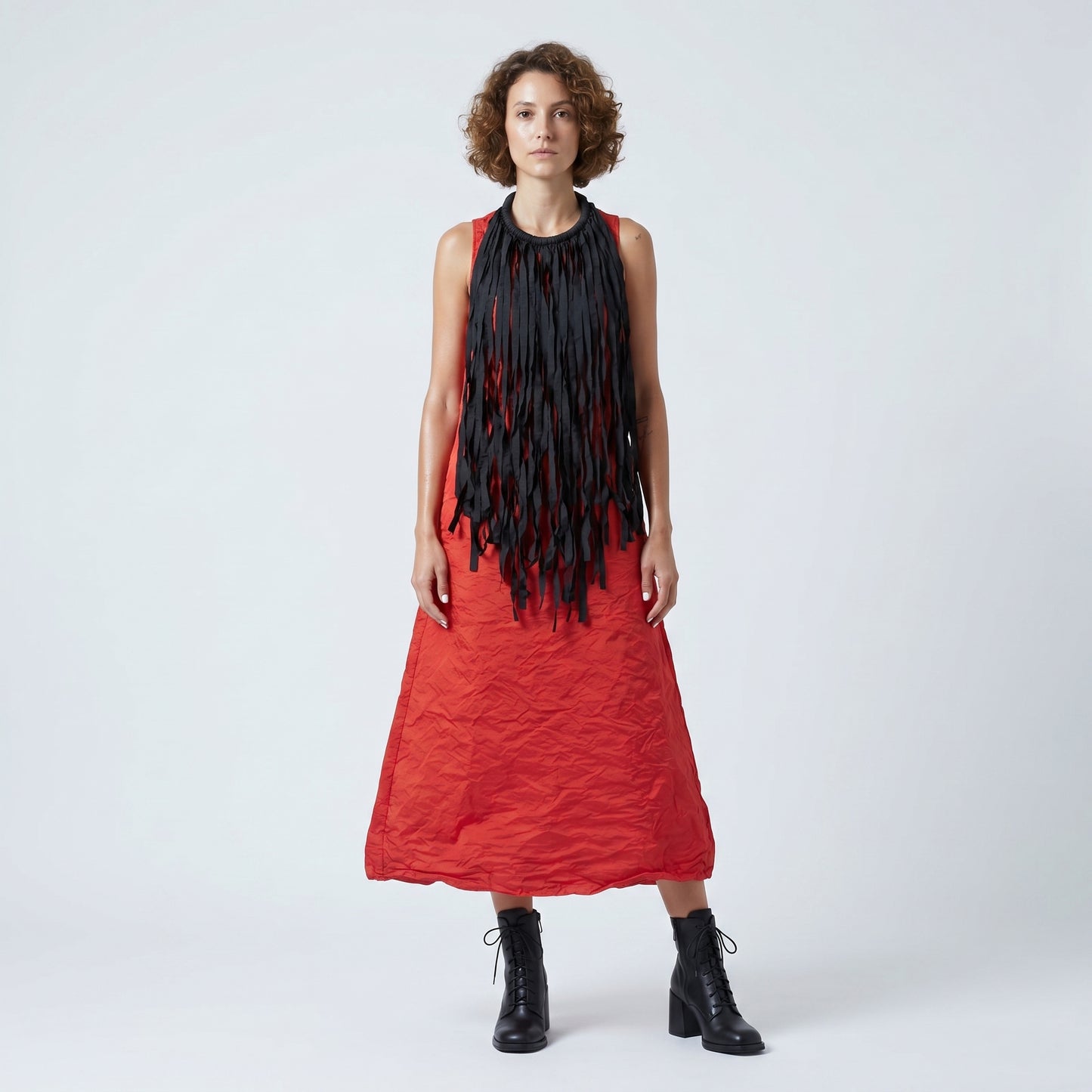 Avant-Garde Red Fringe Dress