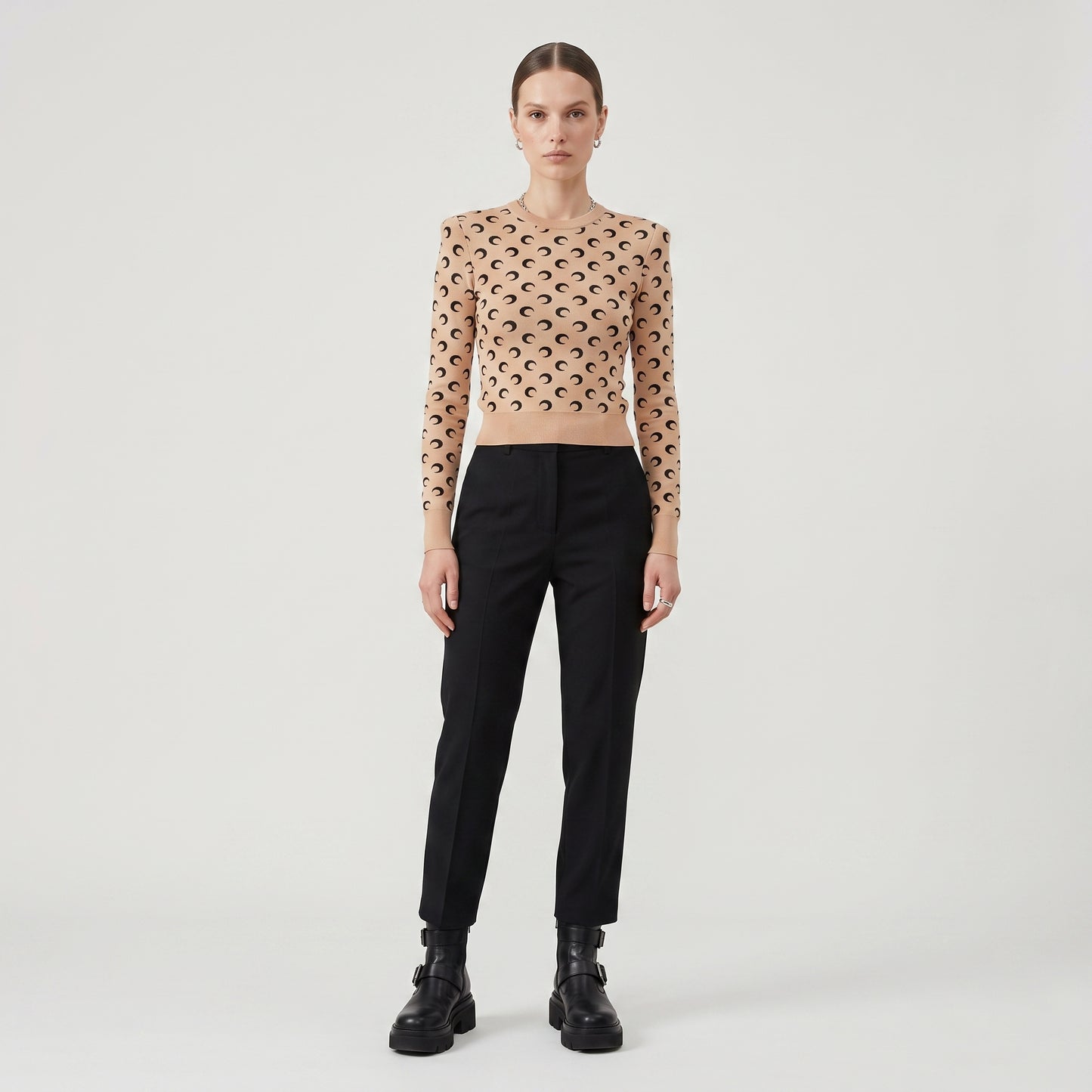Crescent Moon Jacquard Knit Sweater