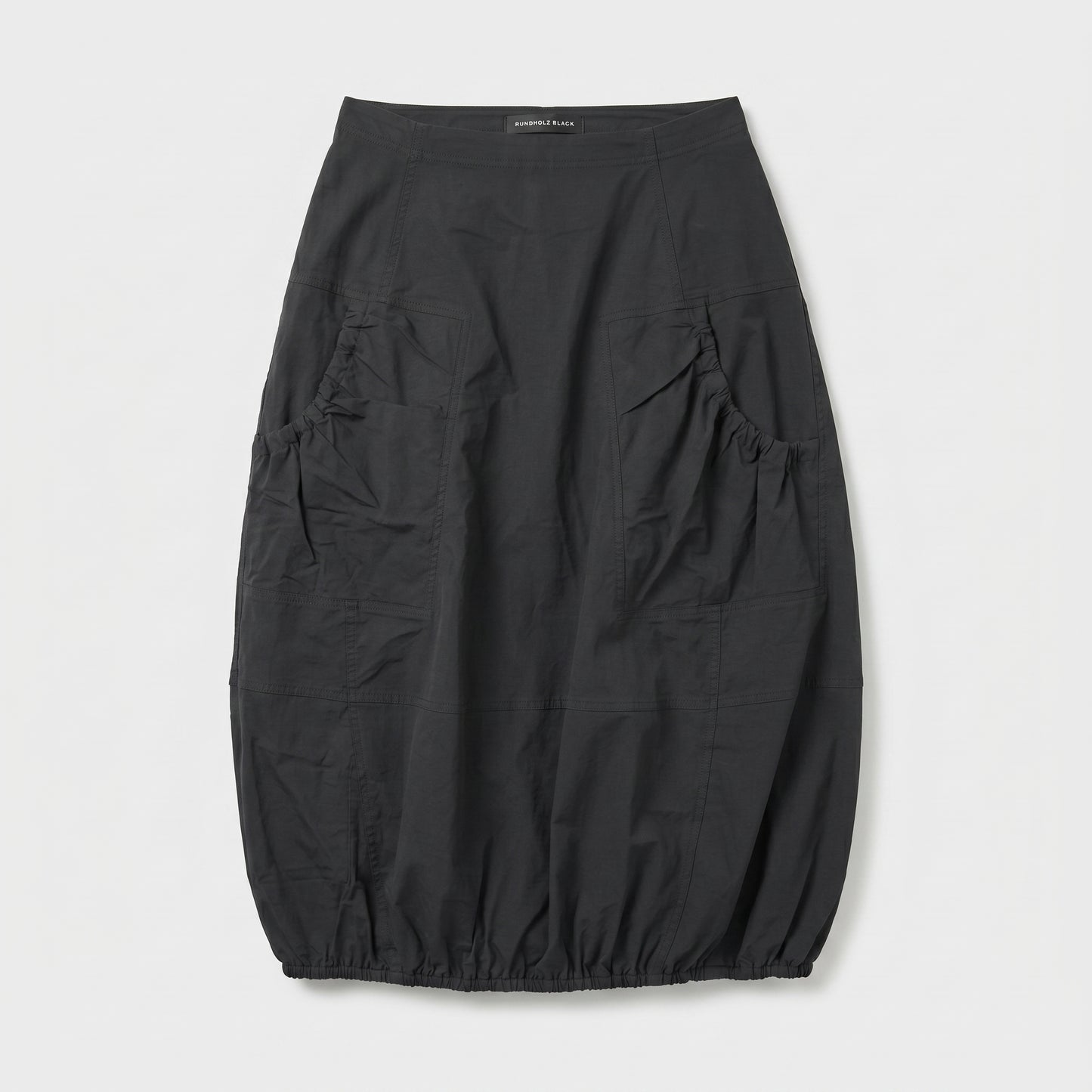 Black Bubble Hem Midi Skirt