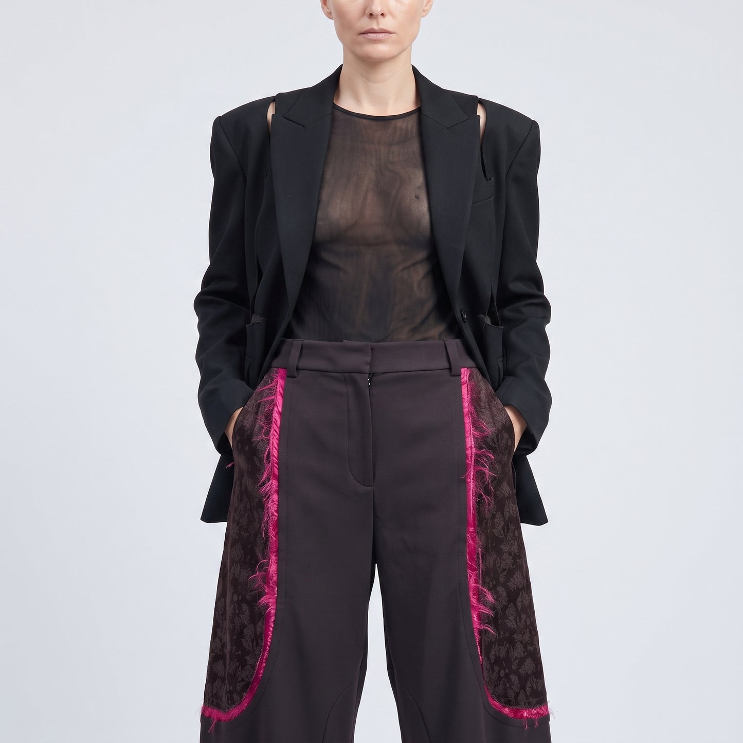 Paneled Tailored Cropped Trousers