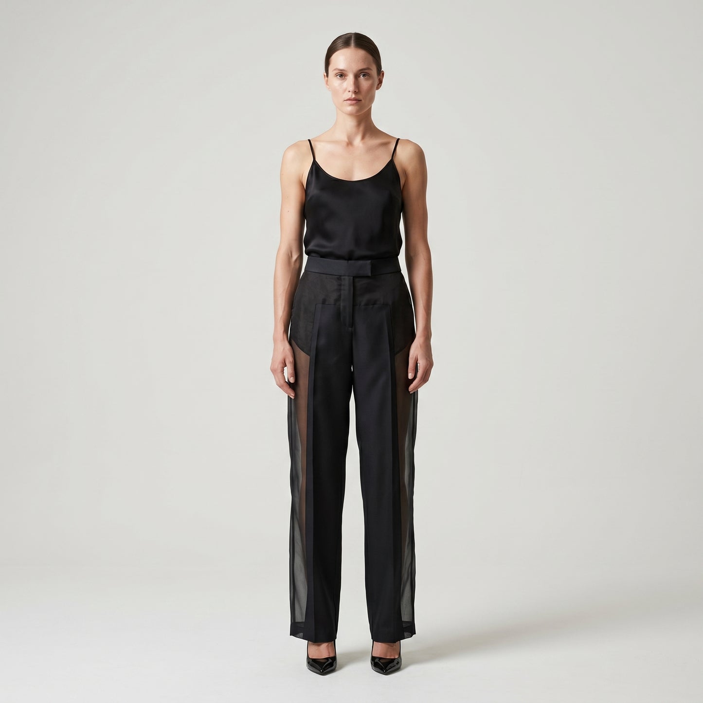 Sheer Panel Tailored Trousers