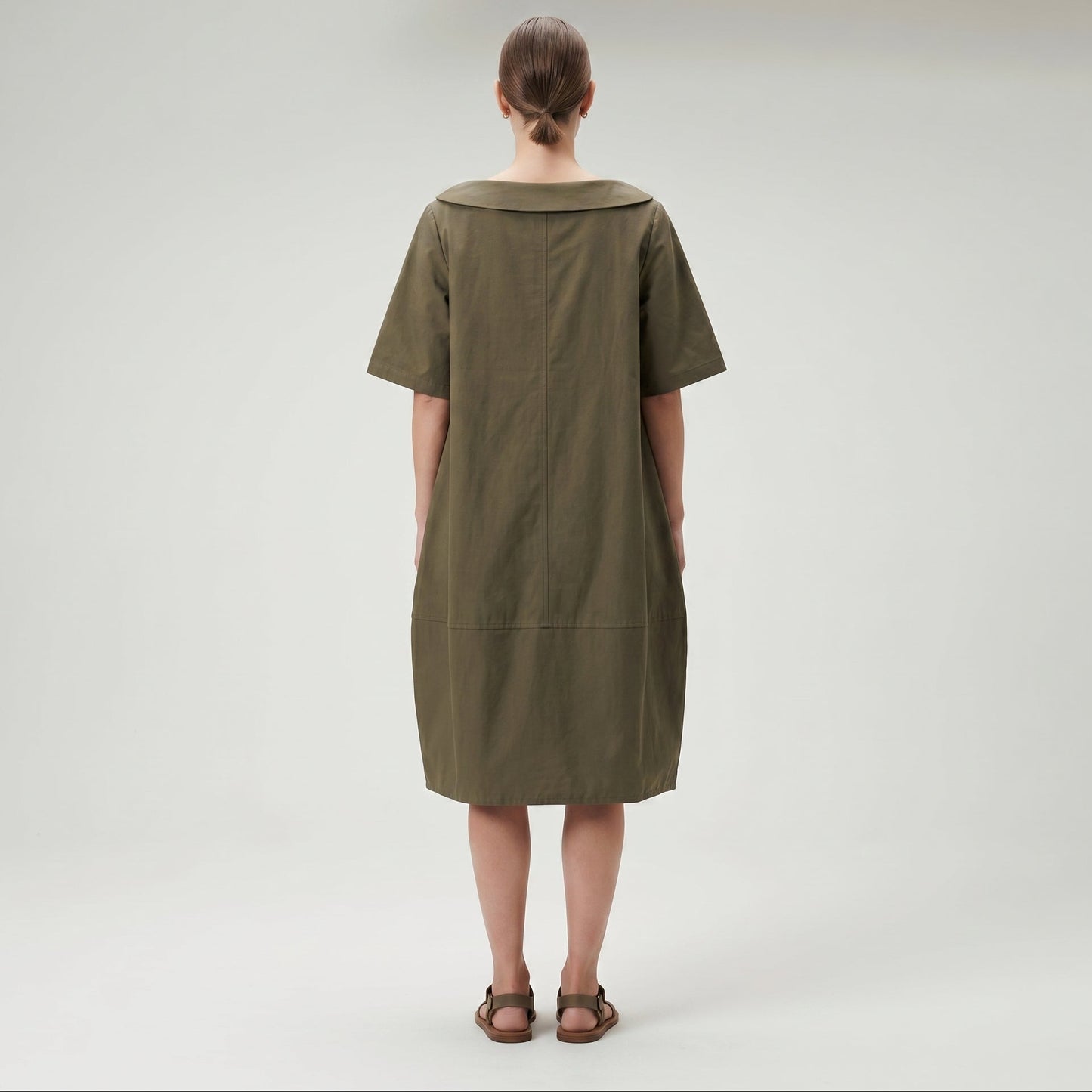 Structured Cotton Fold-Neck Top