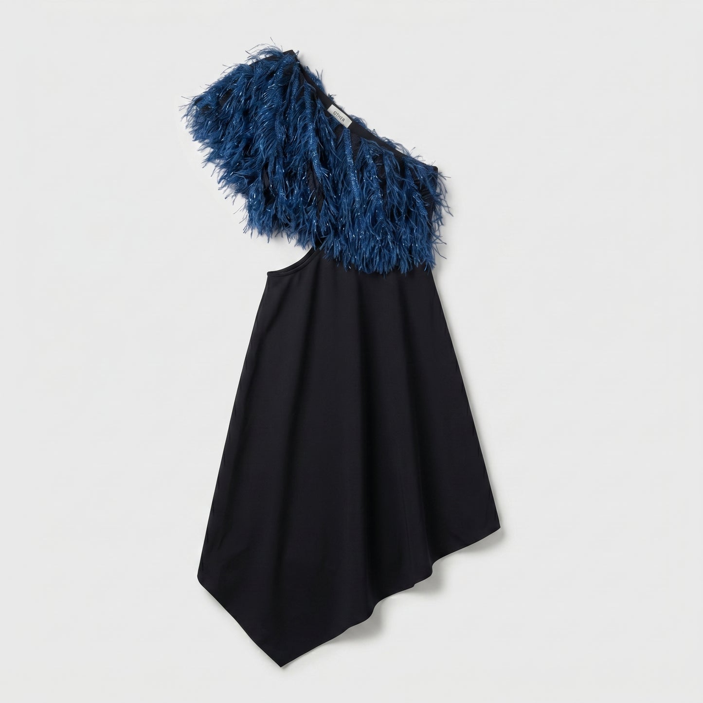 One-Shoulder Feather Asymmetric Dress