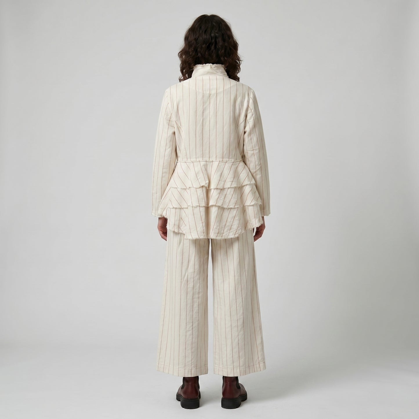Striped Linen Button-Down Jacket