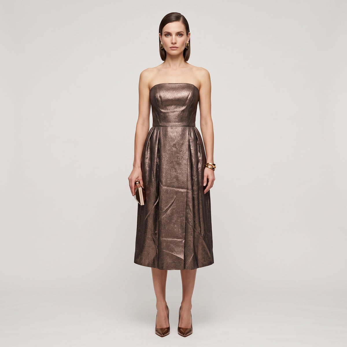 Metallic Strapless Cocktail Dress