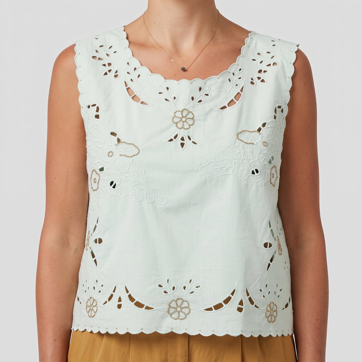 Floral Embroidered Eyelet Top