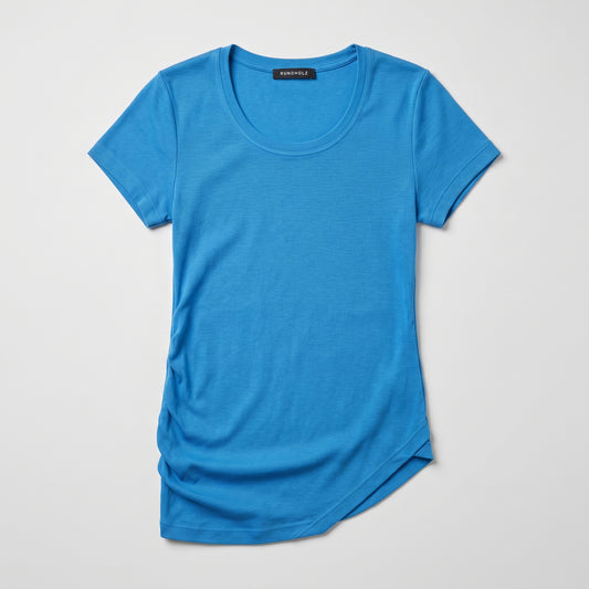 Asymmetric Ruched Cotton T-Shirt
