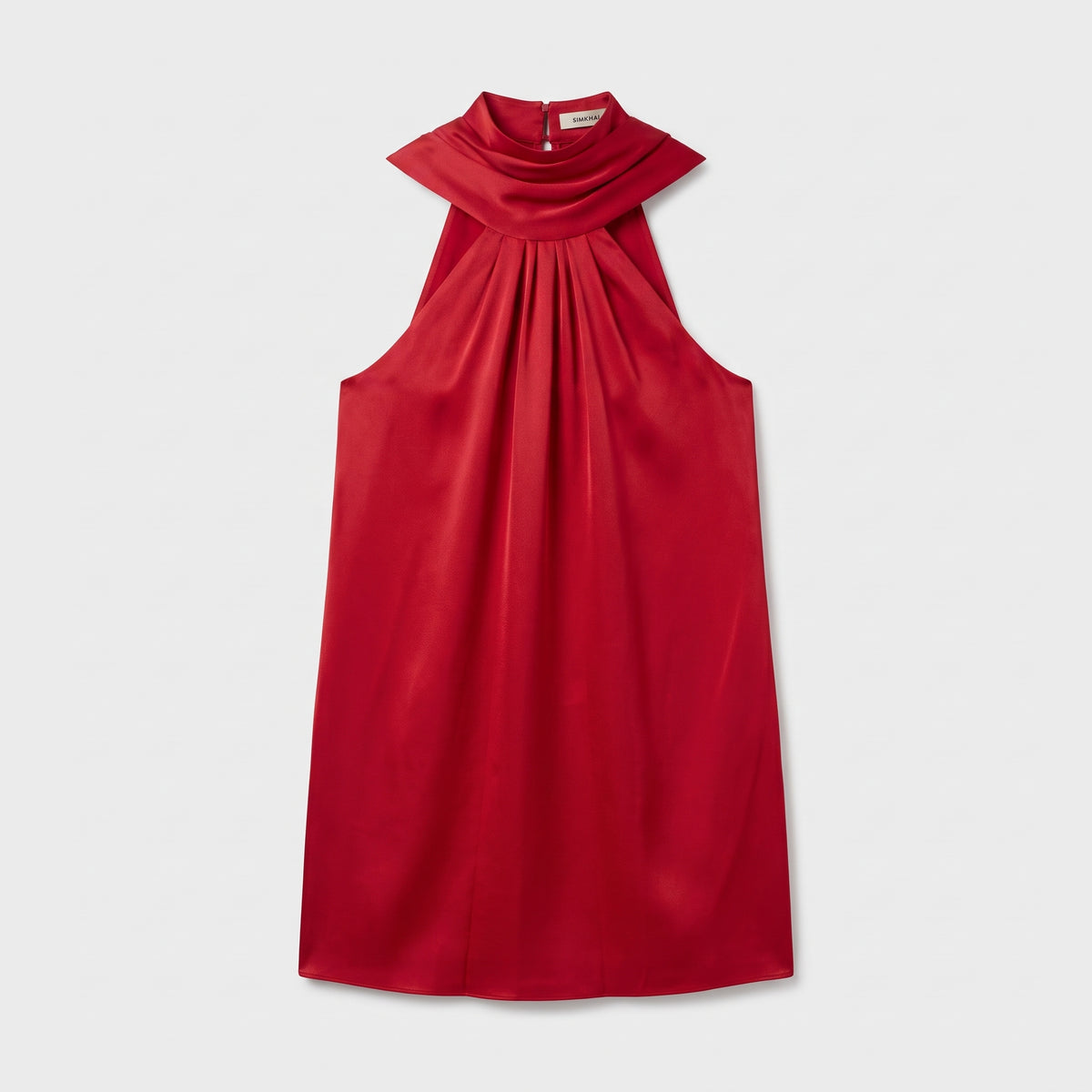 Pleated Satin Halter Neck Top