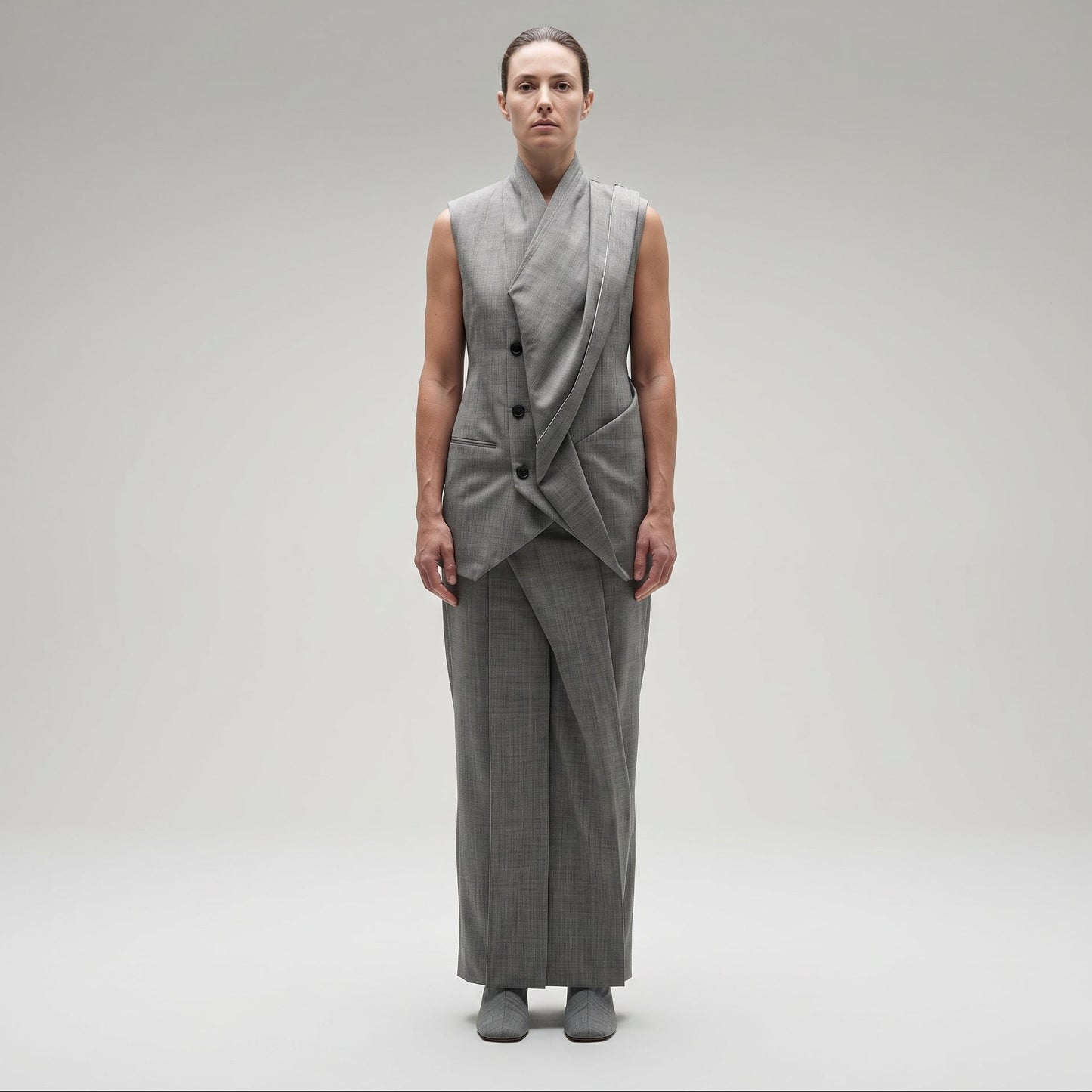 Structured Tailored Draped Vest