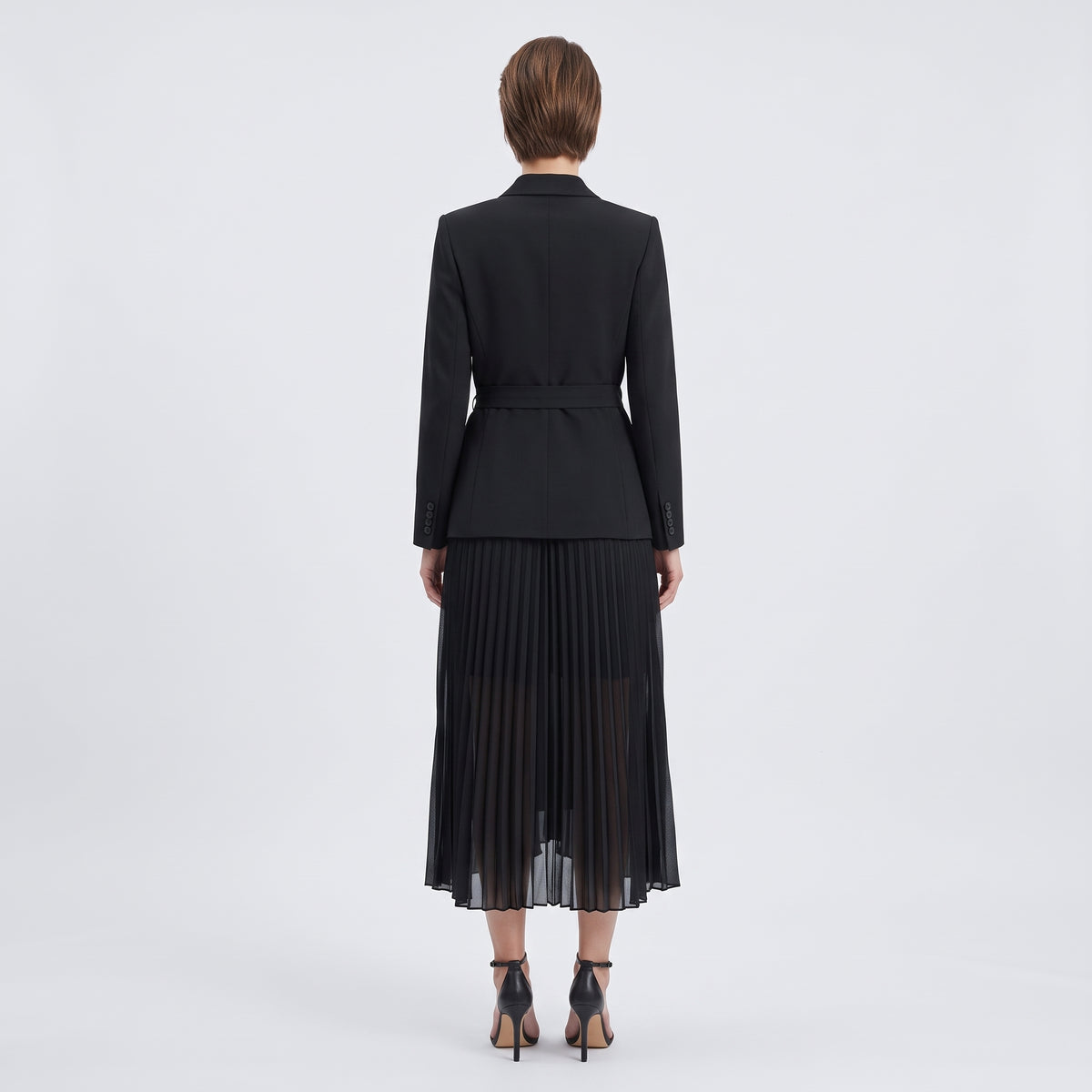 Tailored Wrap Pleated Midi Dress