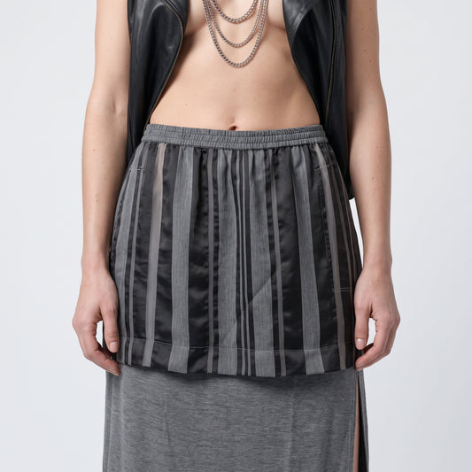 Layered Striped Midi Skirt