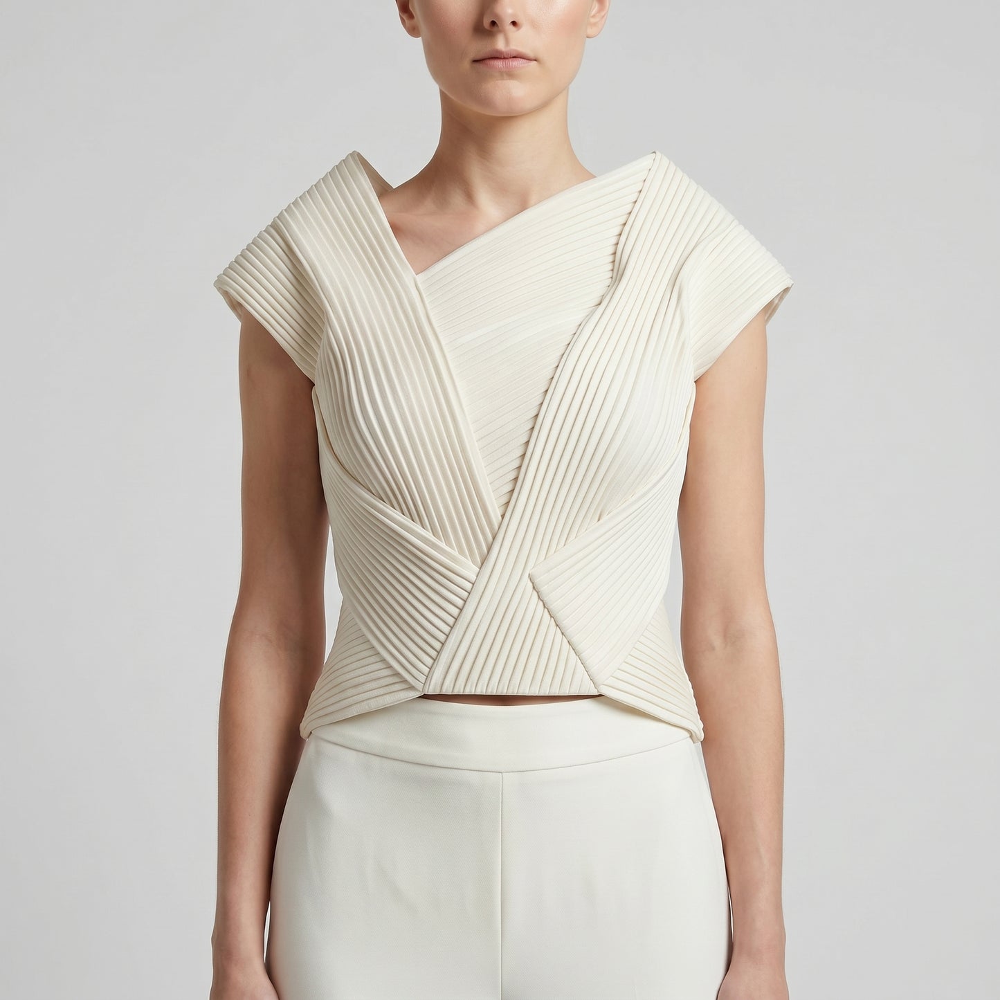 Tailored Cream Flared Trousers