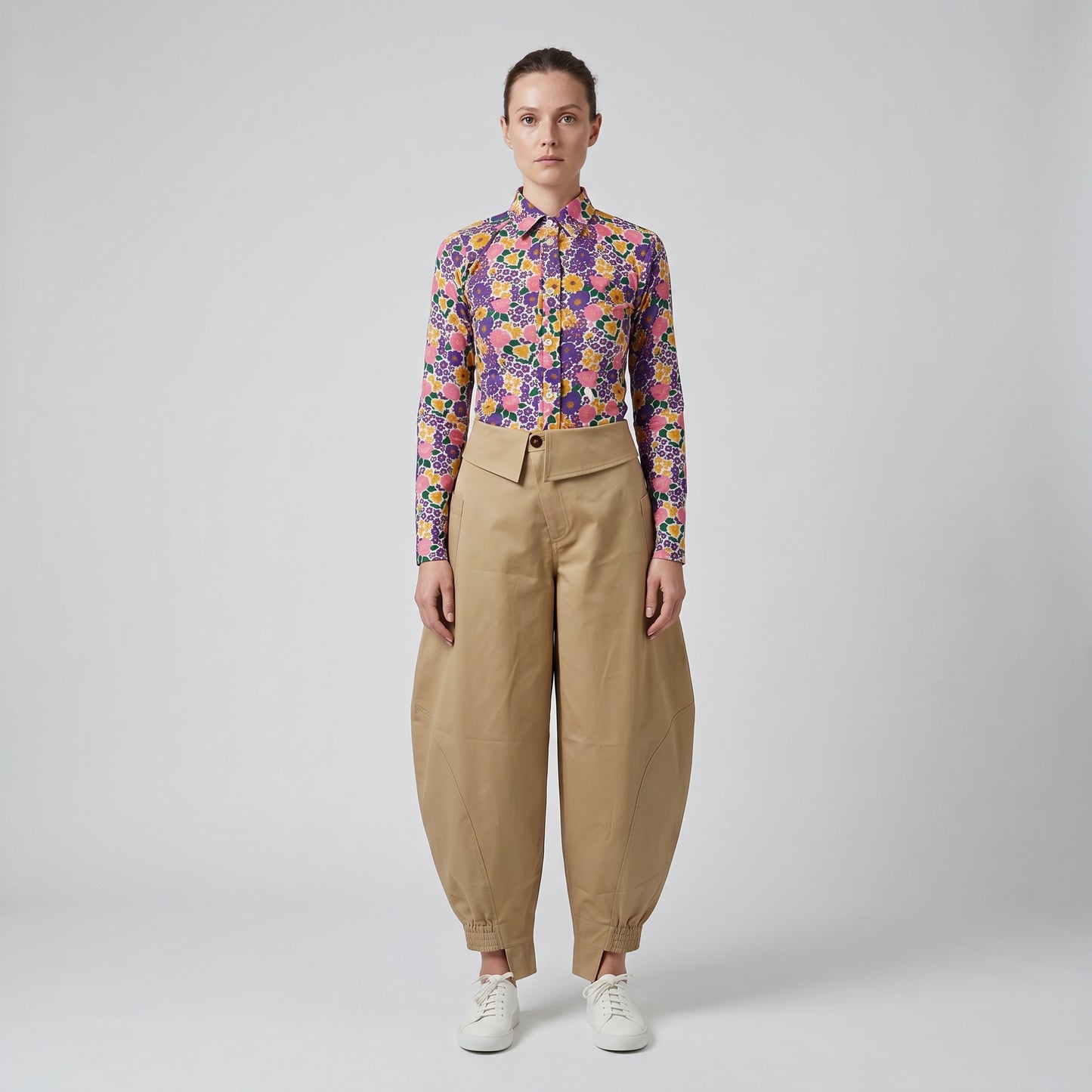 Sculptural High-Waisted Cargo Trousers