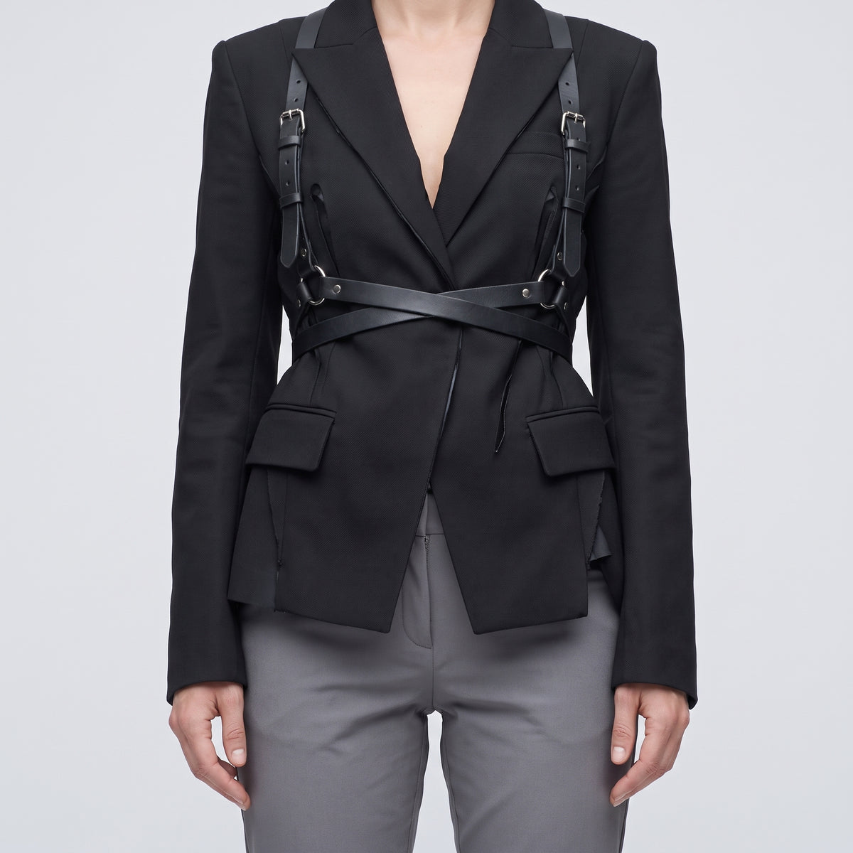 Tailored Mid-Rise Grey Trousers
