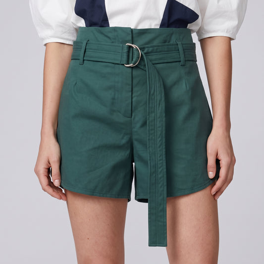 Emerald High-Waisted Belted Shorts