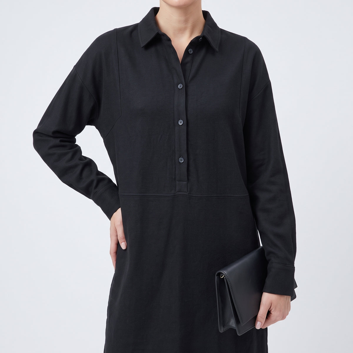 Minimalist Black Collared Shirt