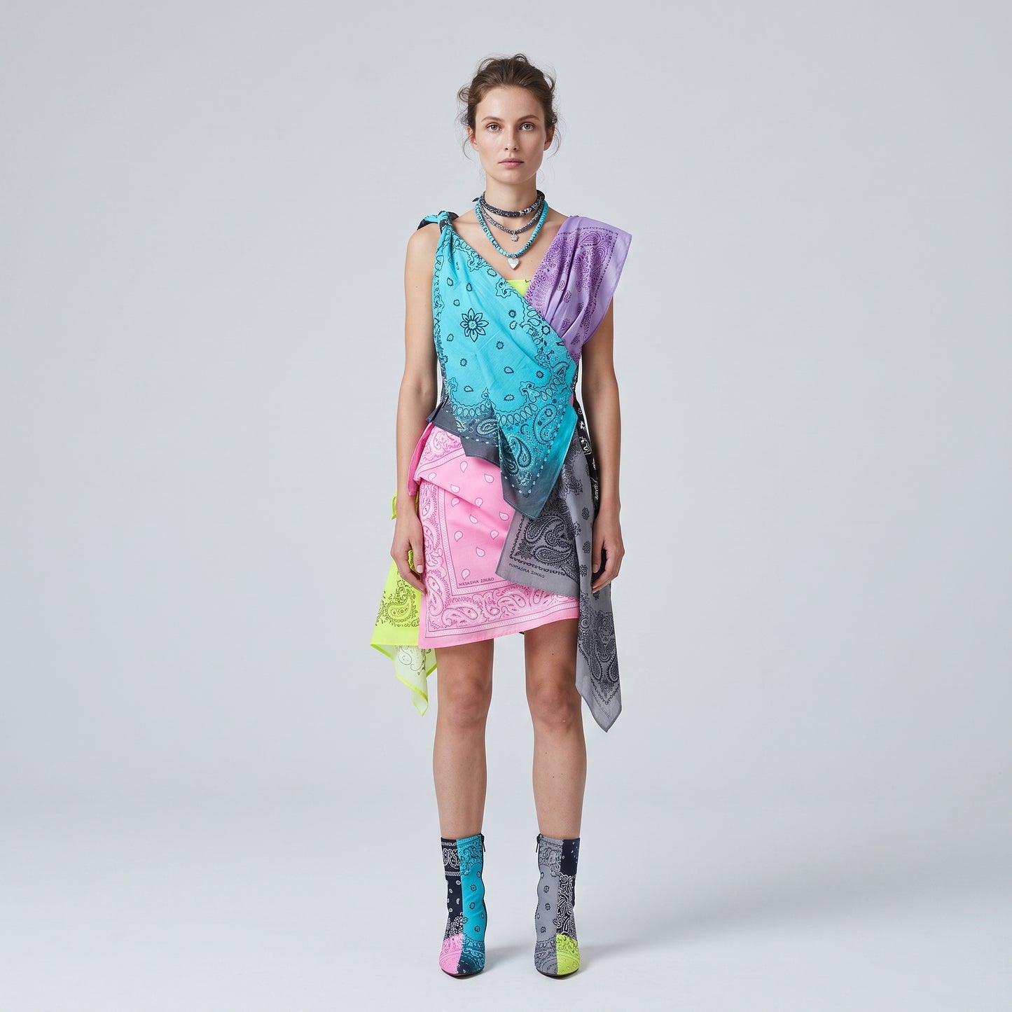 Patchwork Bandana Print Mini Dress