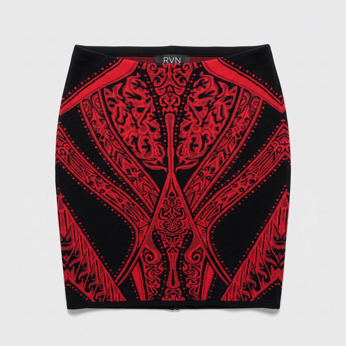 Red and Black Jacquard Skirt