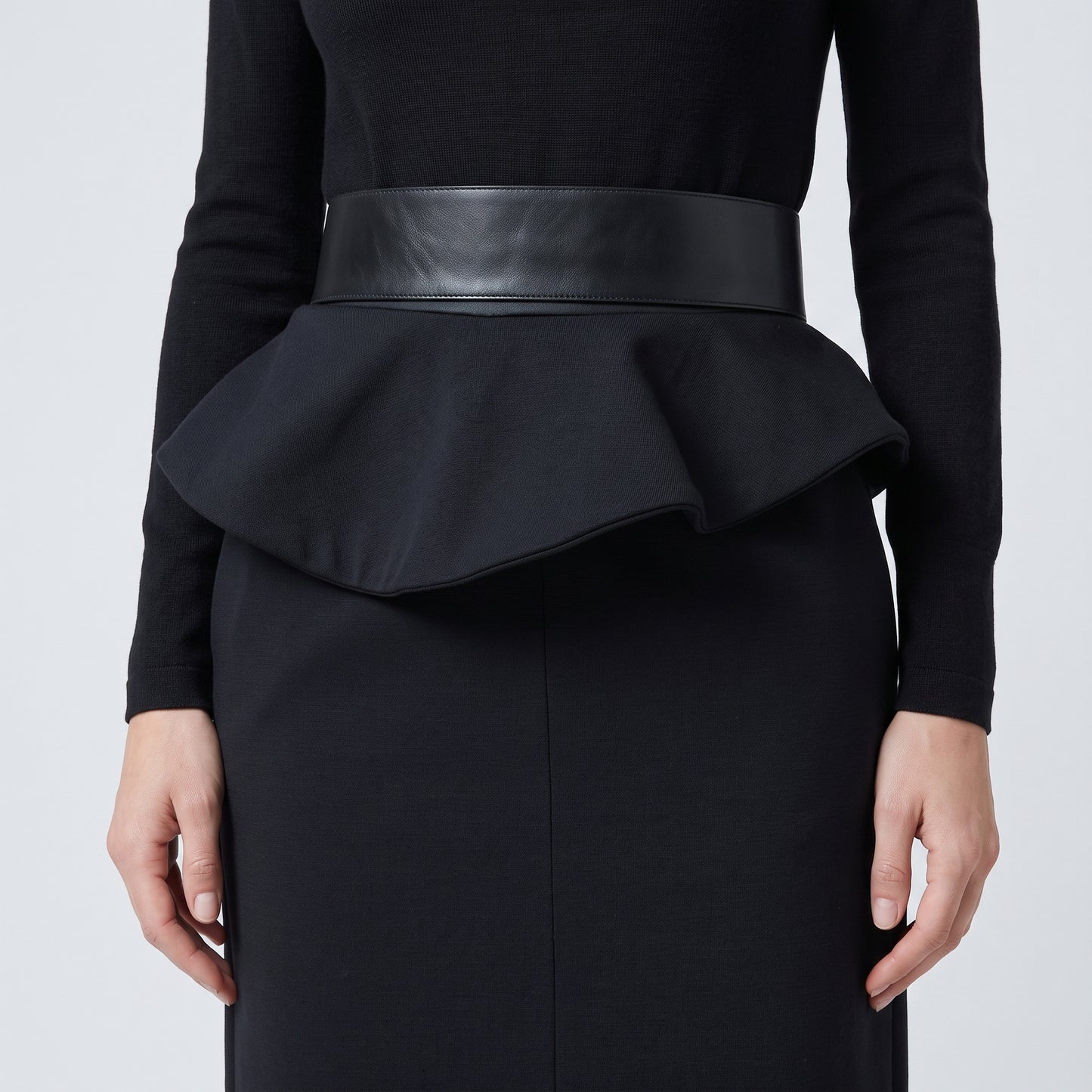 Structured Fold-Over Midi Skirt
