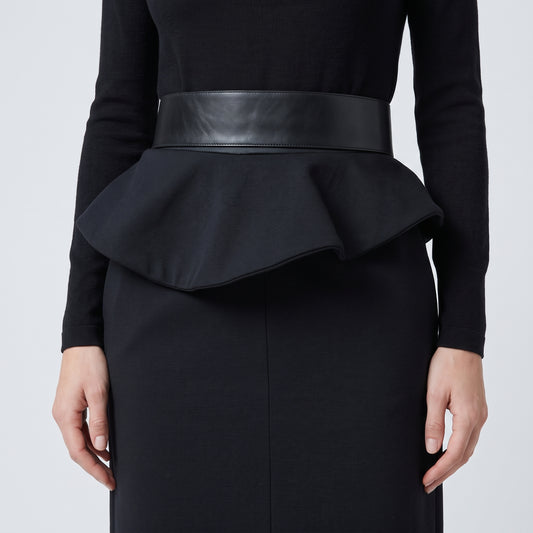 Structured Fold-Over Midi Skirt