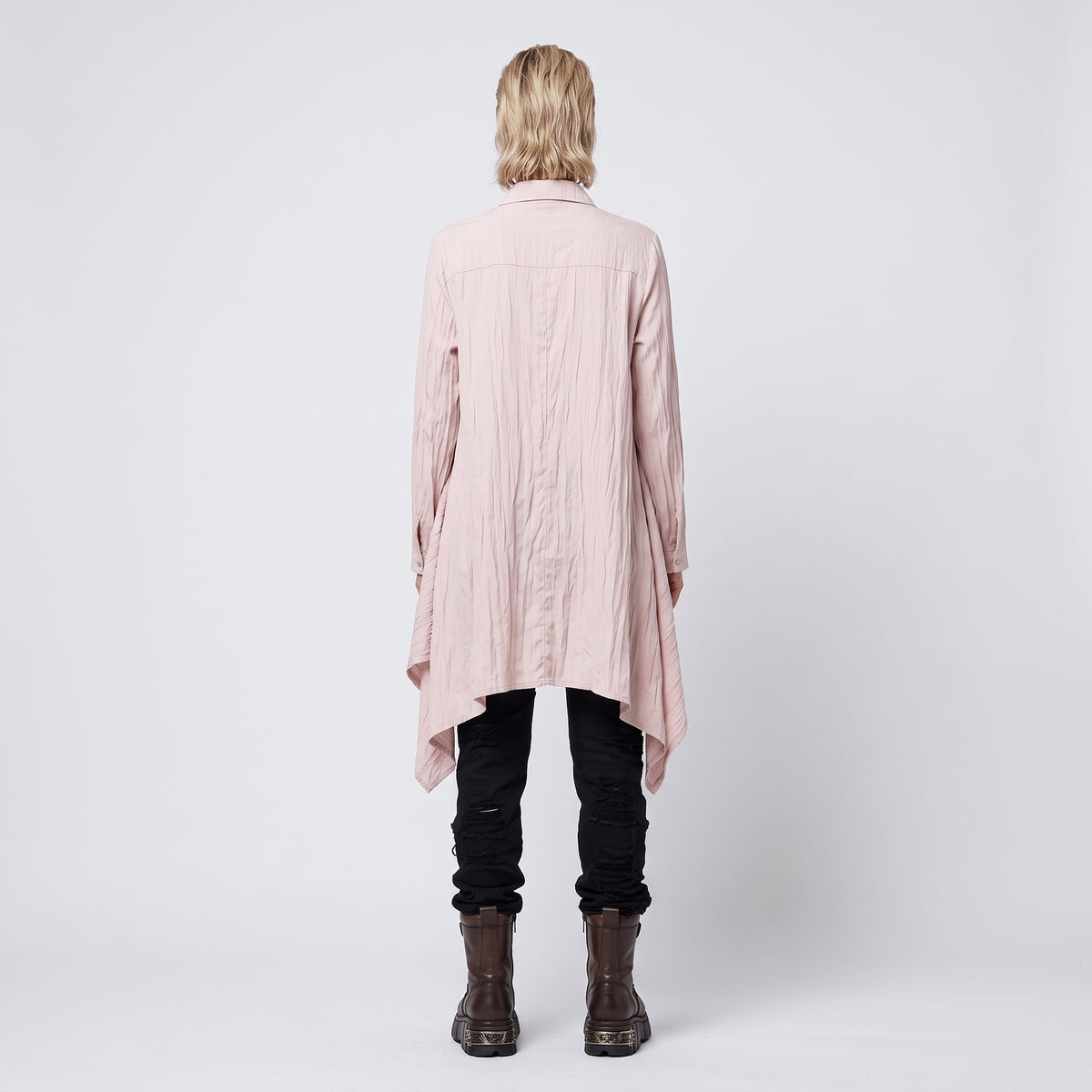 Textured Pink Oversized Button Shirt