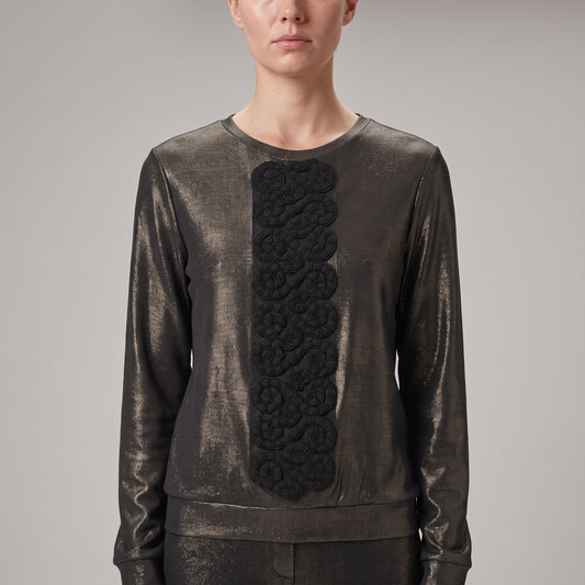 Metallic Embellished Long Sleeve Top