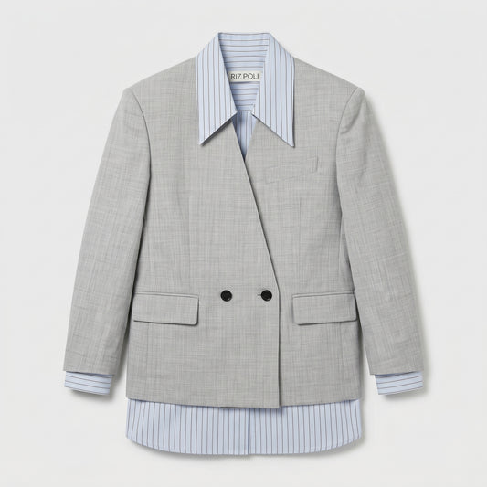 Layered Wool Blend Blazer