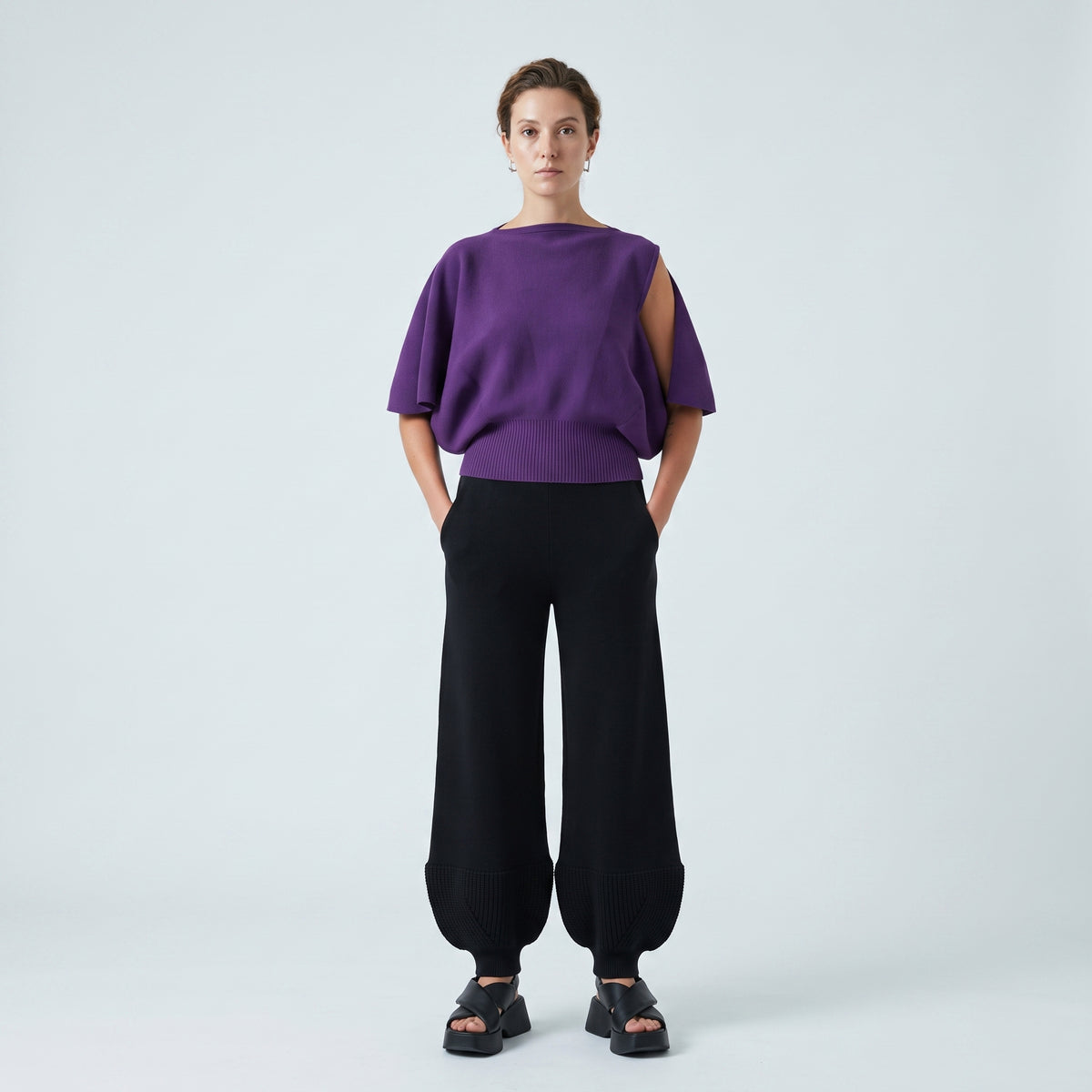 Cutout Detail Purple Knit Top