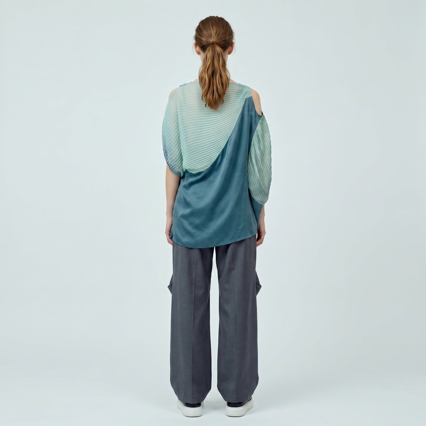 Asymmetric Pleated Draped Top