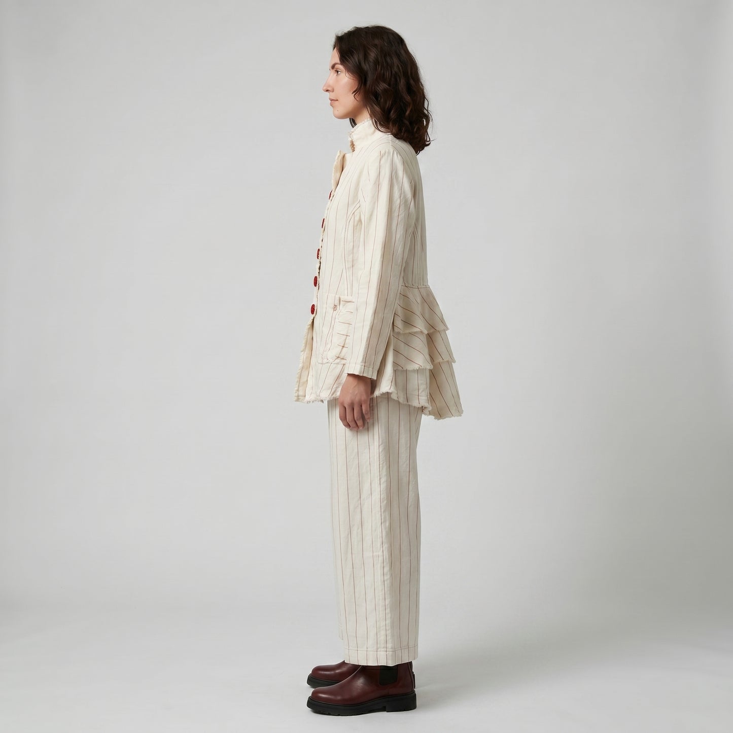 Striped Linen Button-Down Jacket