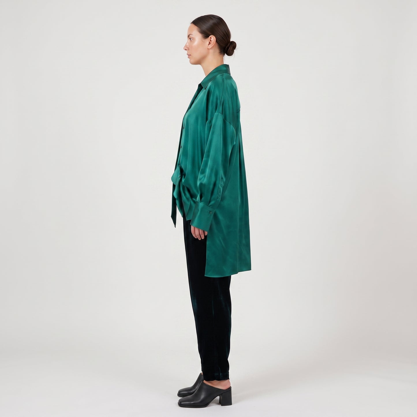 Emerald Silk Knot Detail Blouse