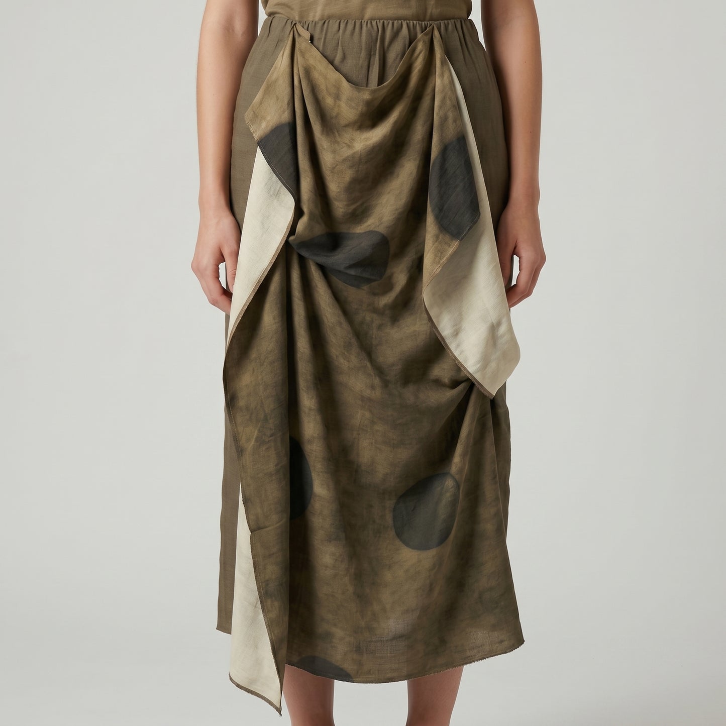 Draped Abstract Pattern Maxi Skirt