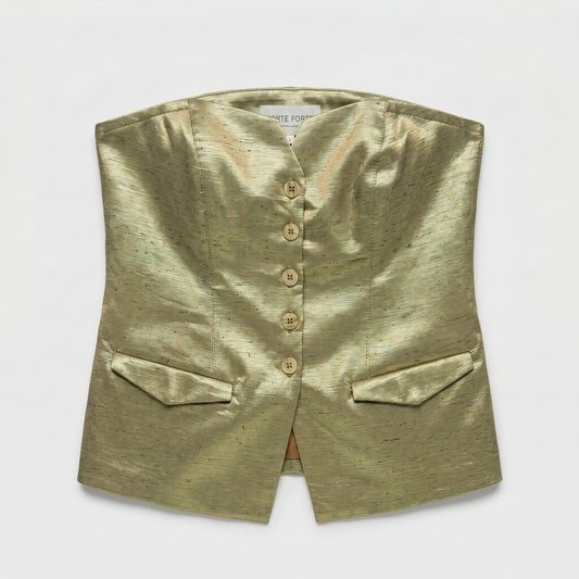 Metallic Strapless Tailored Vest