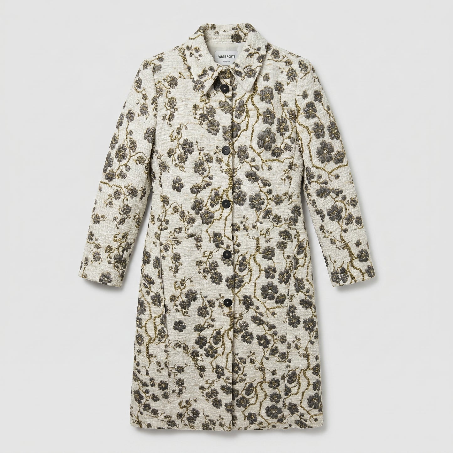 Floral Brocade Tailored Coat