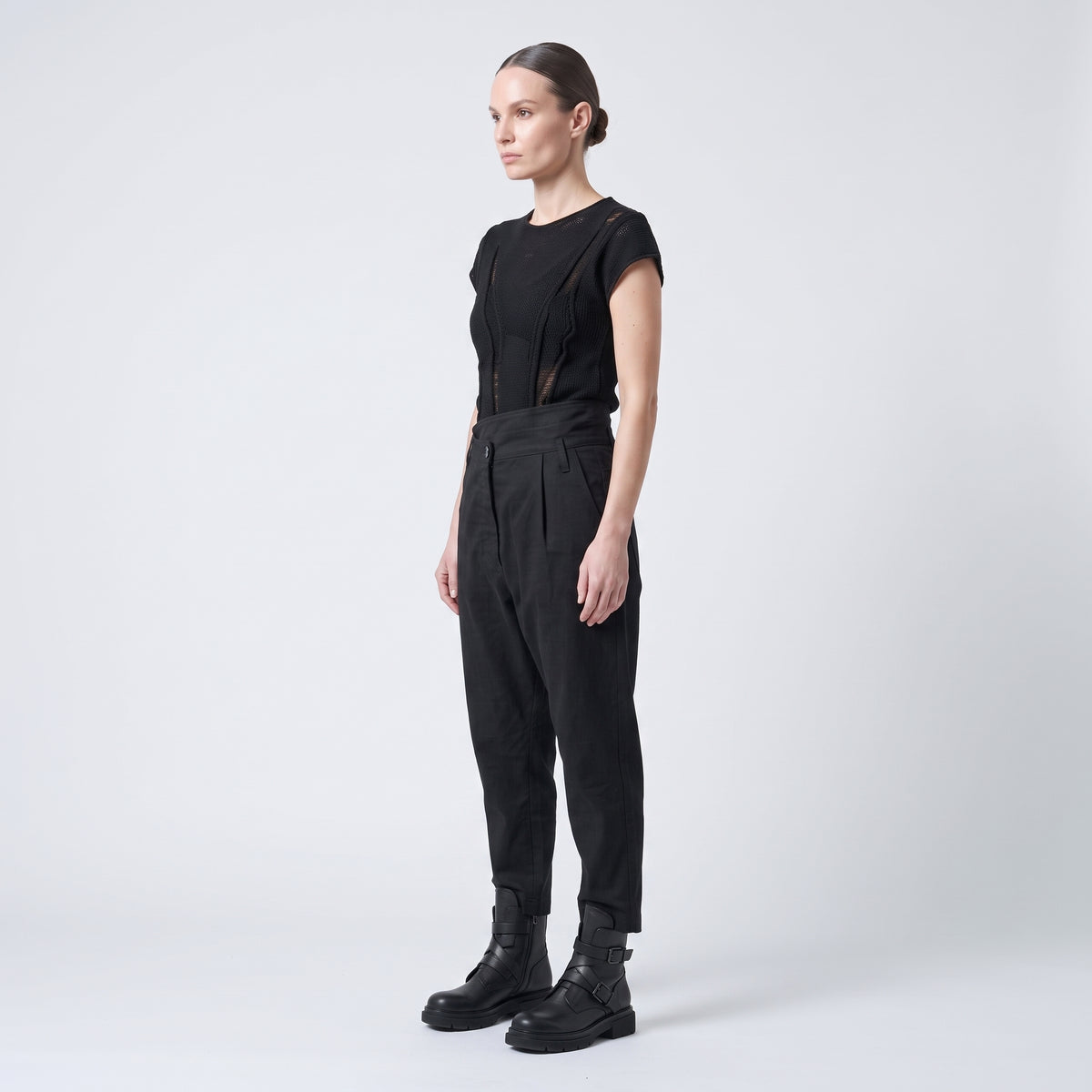 Tailored High-Waisted Black Trousers