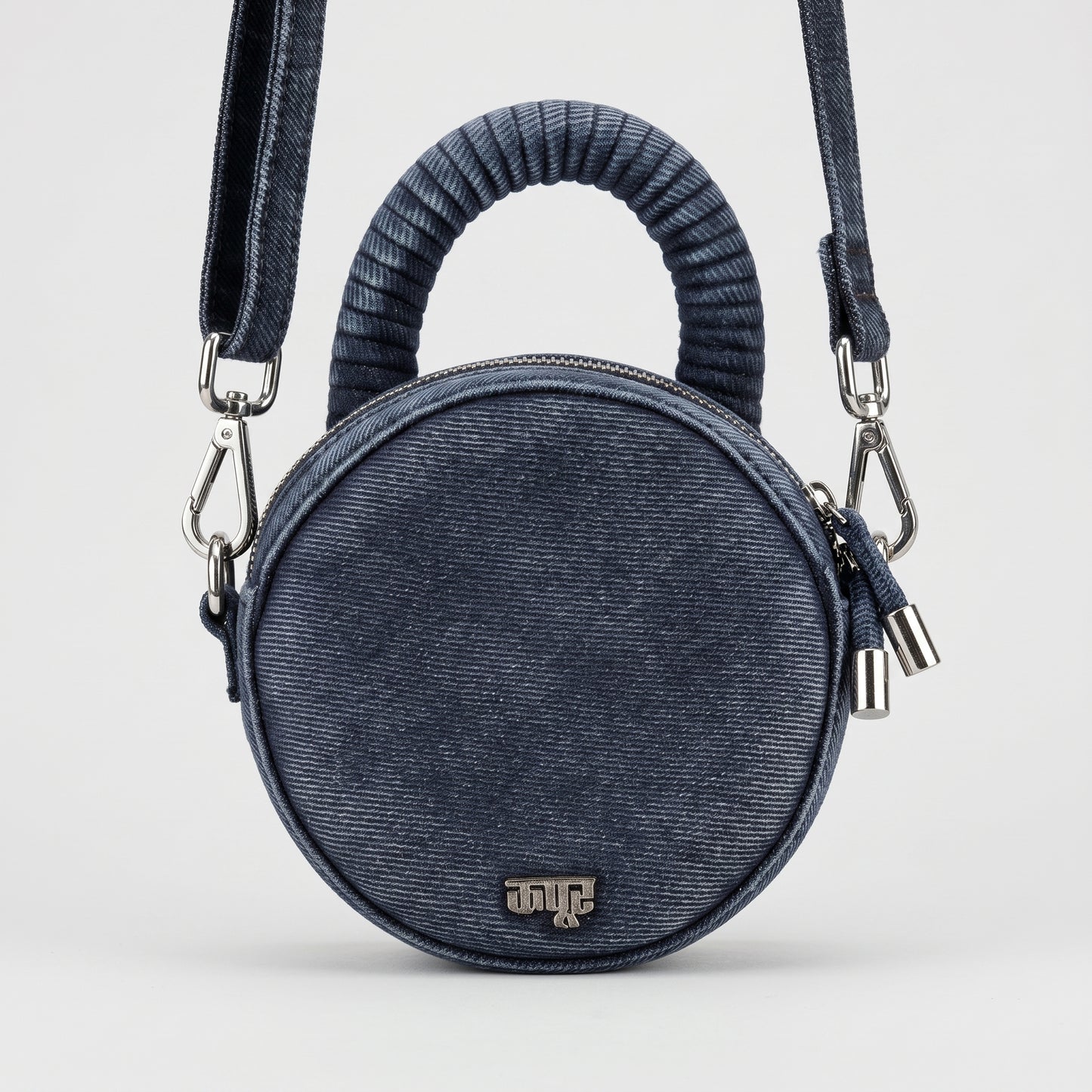 Circular Denim Statement Crossbody Bag