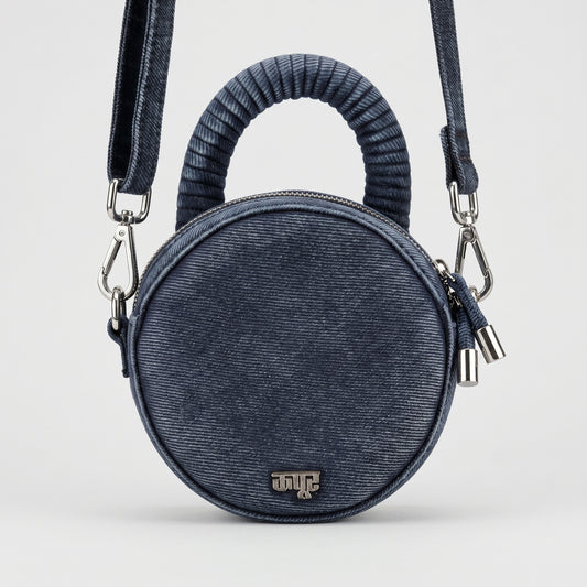 Circular Denim Statement Crossbody Bag